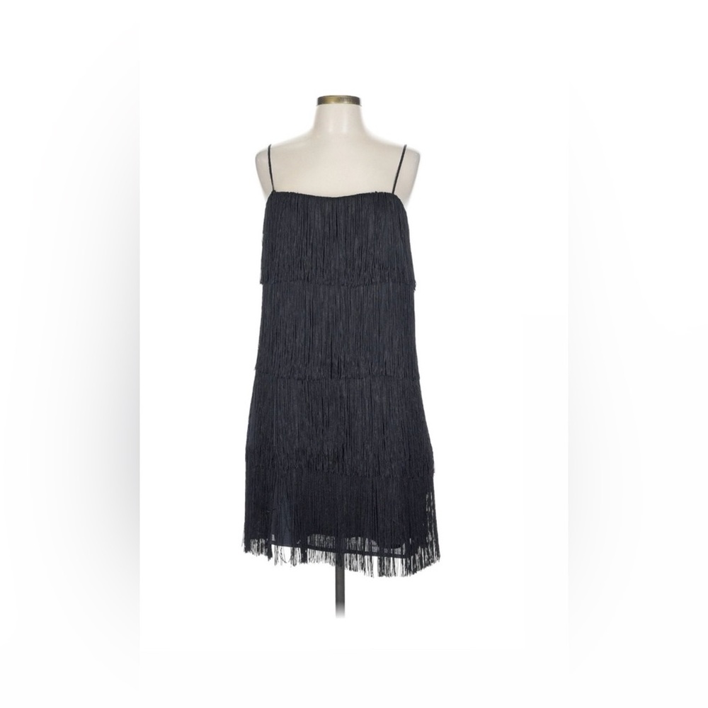 Abercrombie & Fitch Black Fringe Mini Dress (Medium Tall)